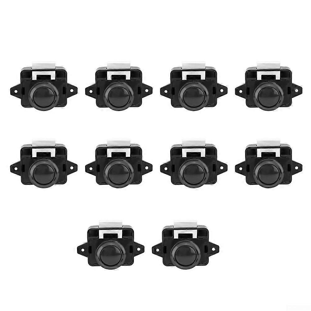Push Button Lock Door Cabinet Drawer Campervan Spring Up Latch Knob(Black) Pack of 10