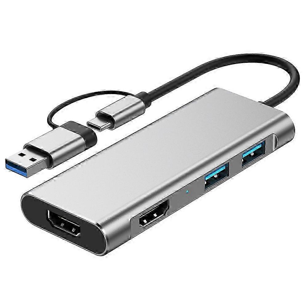 2412 USB Docking Station Type-C/USB Compatible with USB 3.0+USB 2.0+2 HD MST Display Expansion Hub for Enhanced Connectivity
