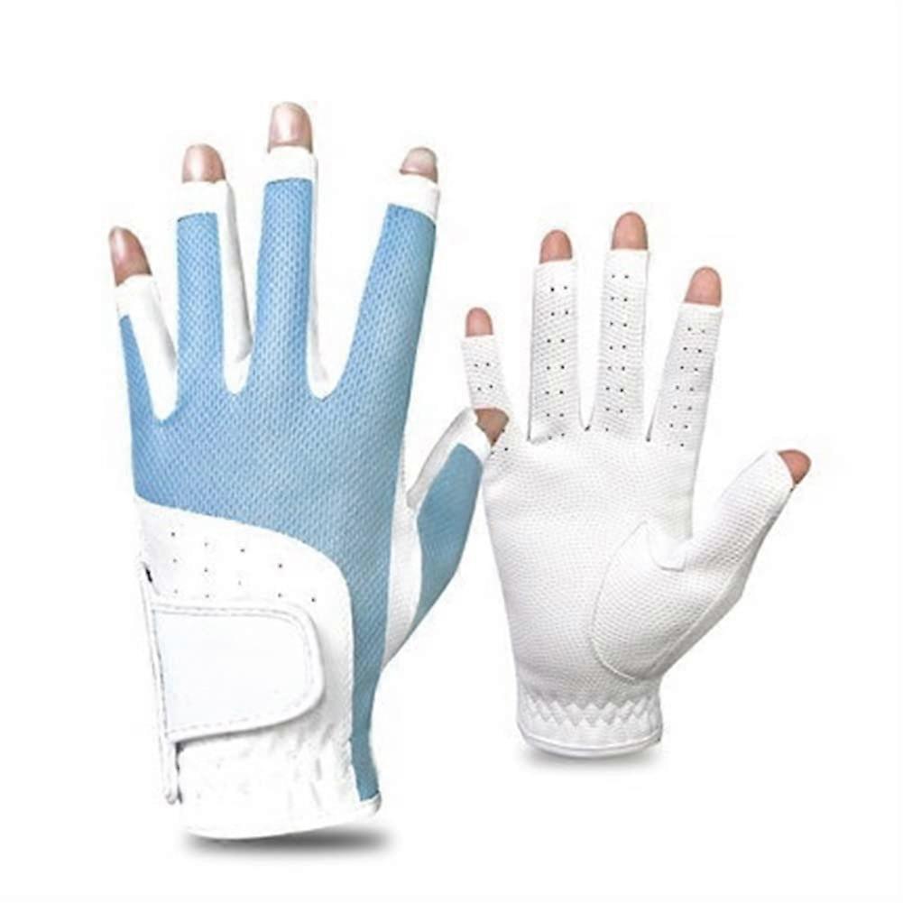 Gants de golf sans doigts pour femmes pour le golf, la randonnée, la conduite de paddle (Couleur : Bleu, Taille : 19)
