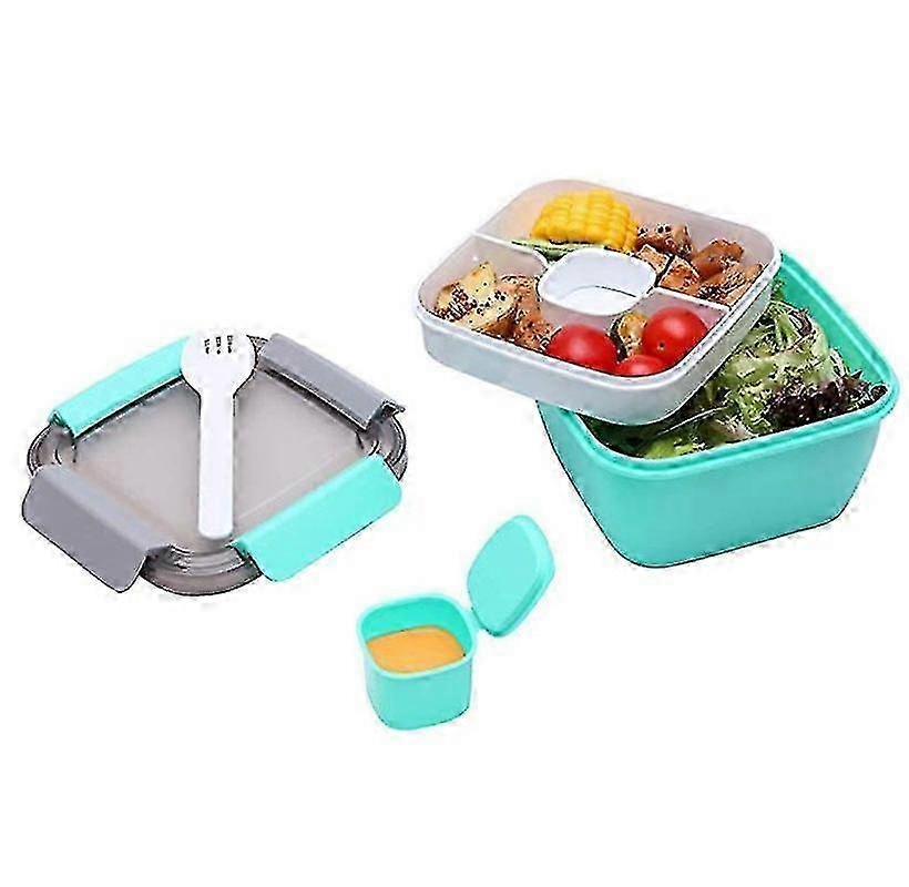 Green Leak-proof Bento Box Salad Container with 3 Compartments