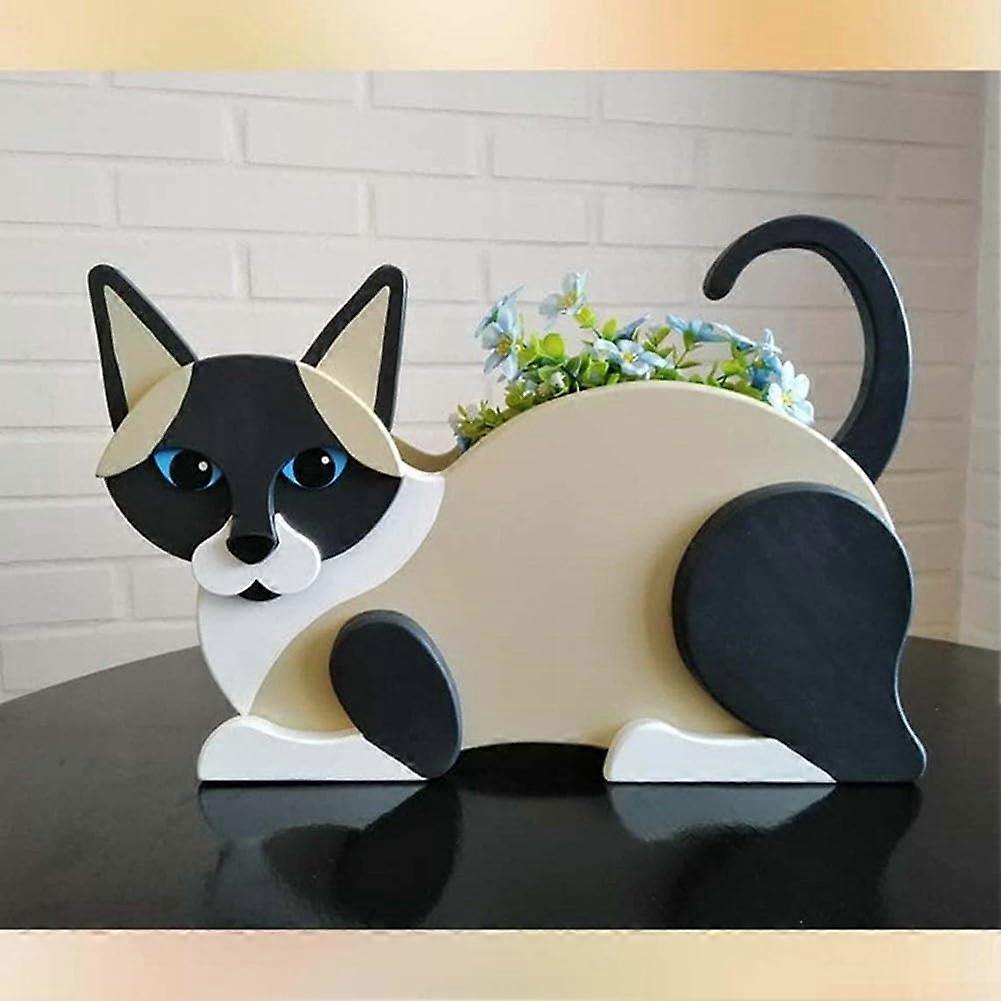 Whimsical Siamese cat flowerpot, stylish addition for your balcony or desktop decoration (Siam Cat)