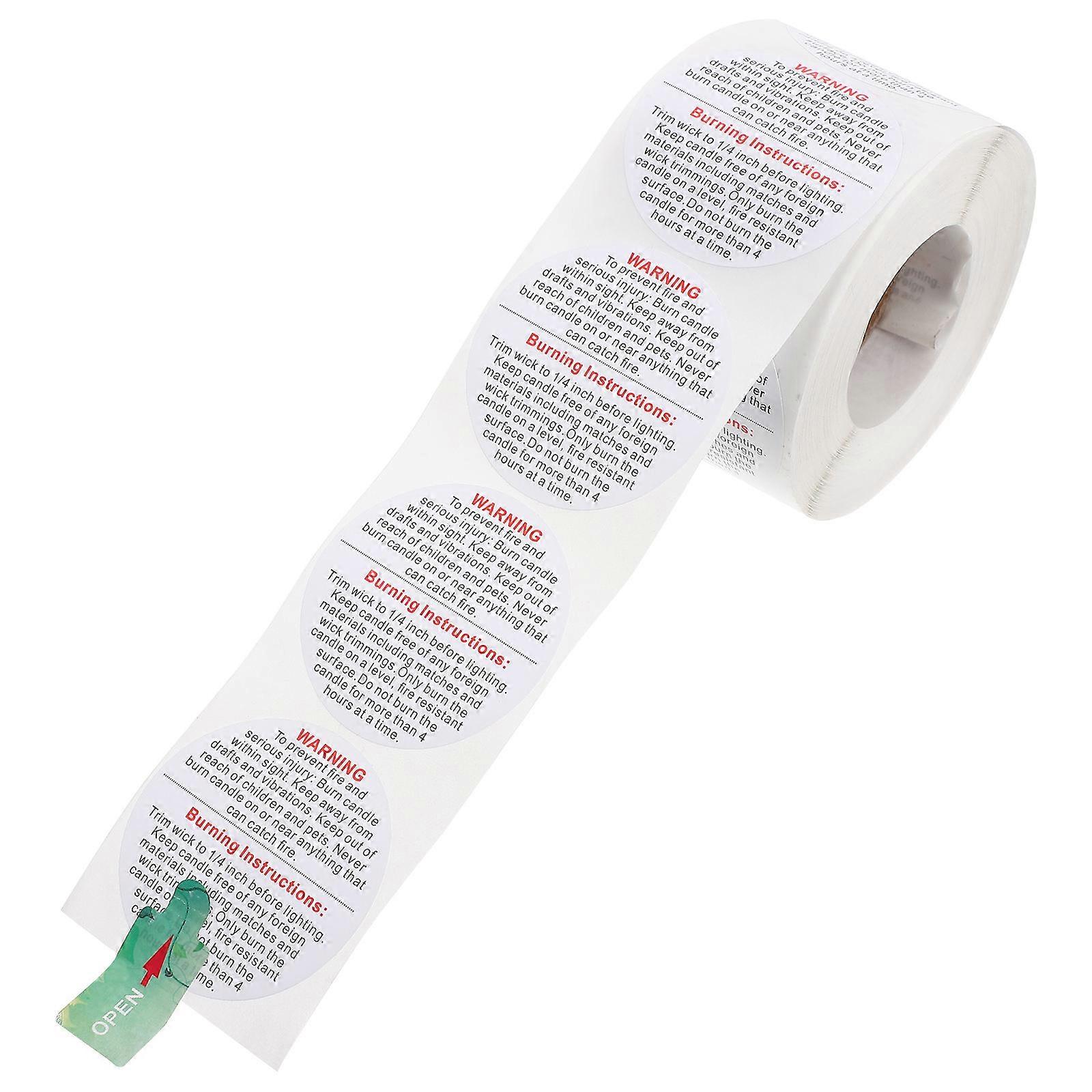 Self Adhesive Candle Warning Labels Durable Paper Stickers for Candle Jars and Wax Melting Safety