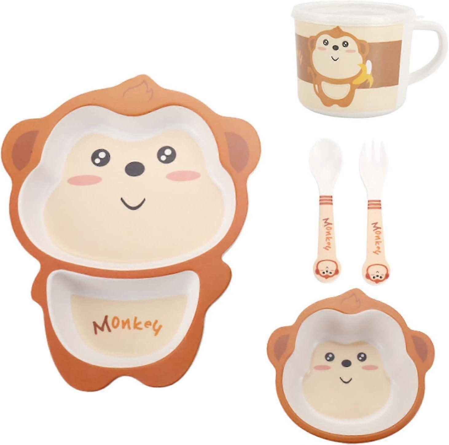 Complete Dishware Set, Bamboo Fiber Eco-Friendly, Kids' Self-Feeding
