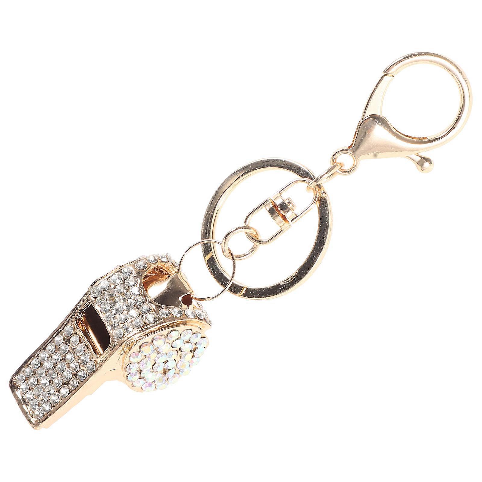 Stylish Wear Resistant Alloy Keychain with Whistle Pendant – Durable Compact Design for Keys and Handbags