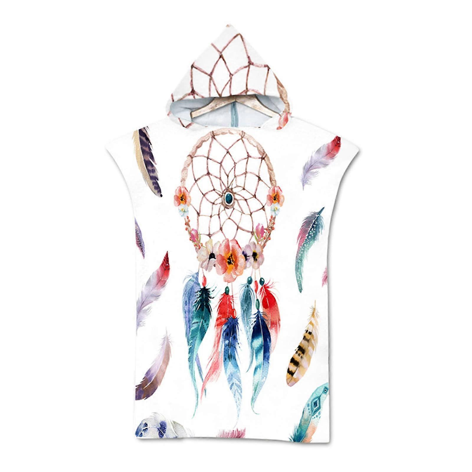 Surf Poncho Microfibre, Dream Catcher Pattern Beach Poncho (Pink Flowers)