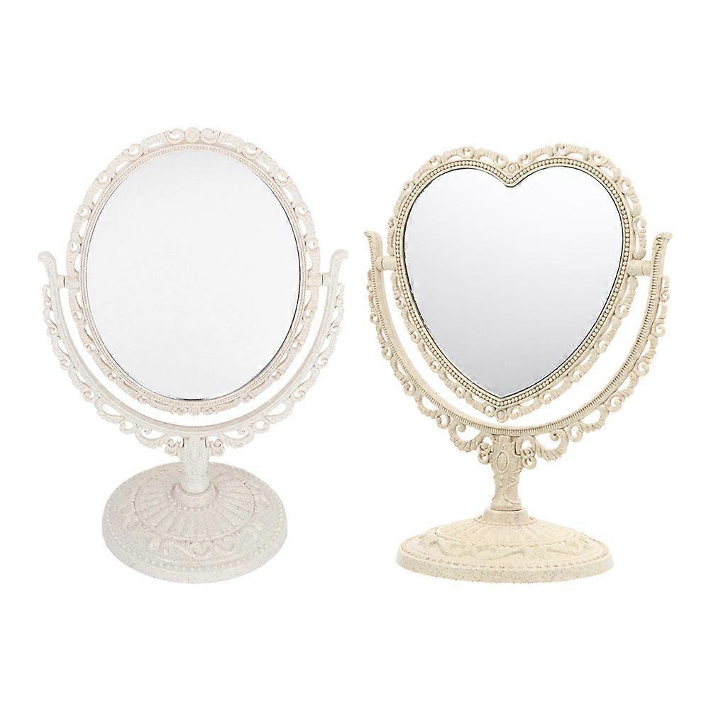 Dressing Table Mirror Standing Design Women Girls Accessory Medium Size Plastic Material 2Pcs