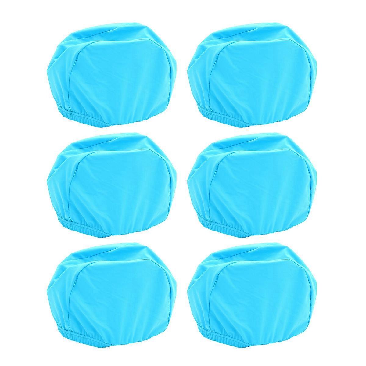 Swimming Caps Adults Unisex Polyester Swim Cap Solid Color Elastic Reduce Drag 6Pcs