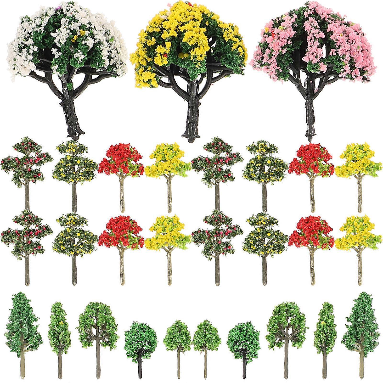 Tiny Trees Sand Table Model Miniature Tree Decorative Landscape Model Tree 5.5x5cm 3.5-5.5cm High 60Pcs