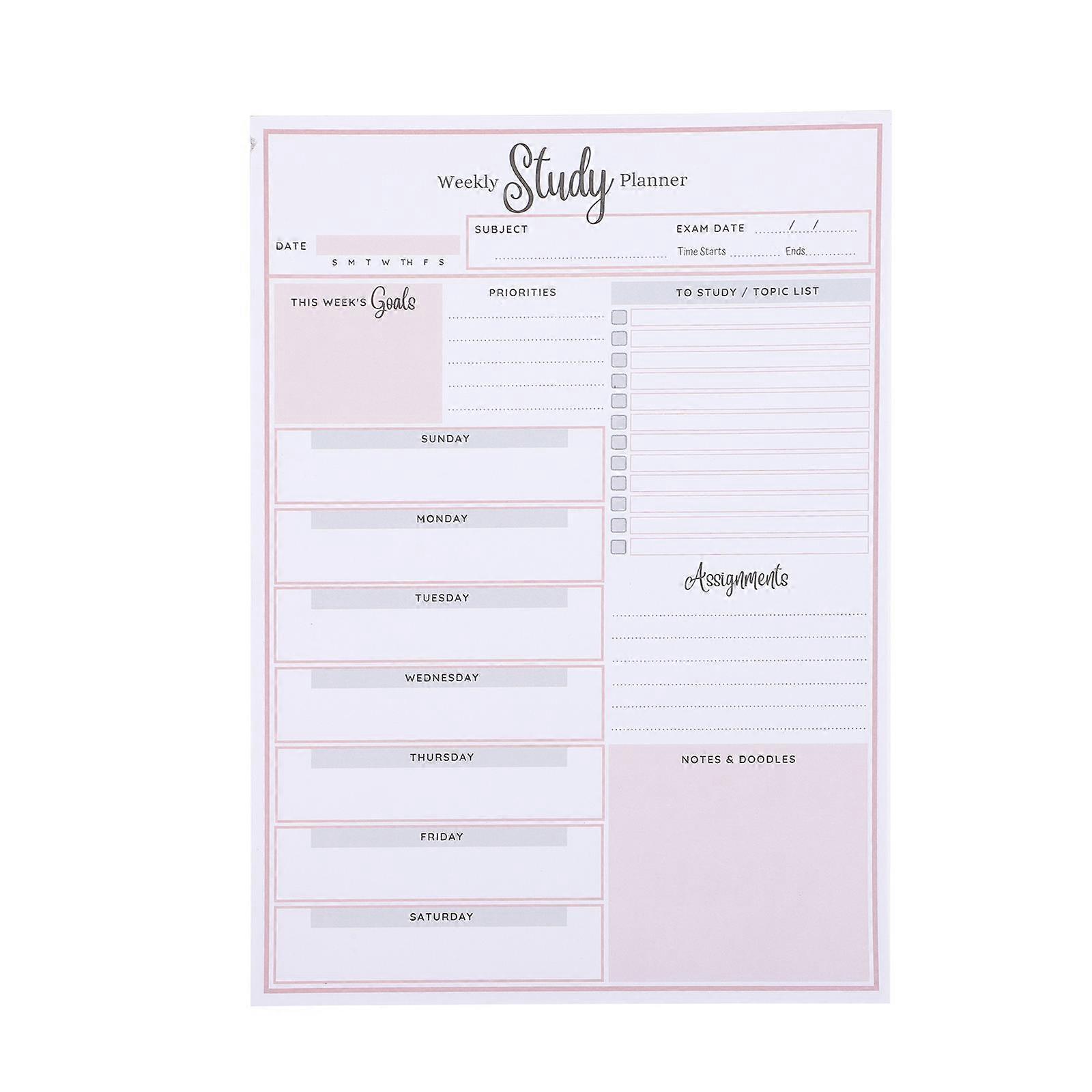 Weekly Planner Notepad A5 Weekly Study Planner For Office Work Tear Off Note Taking 1Pcs