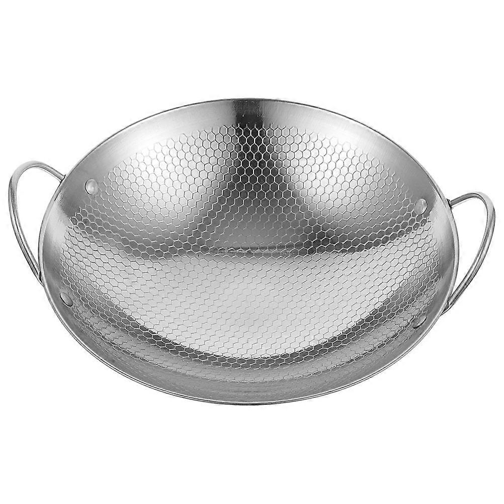 Wok Induction Cooktop Stainless Steel Wok Pan Home Cooking Round Bottom Honeycomb Structure 1Set