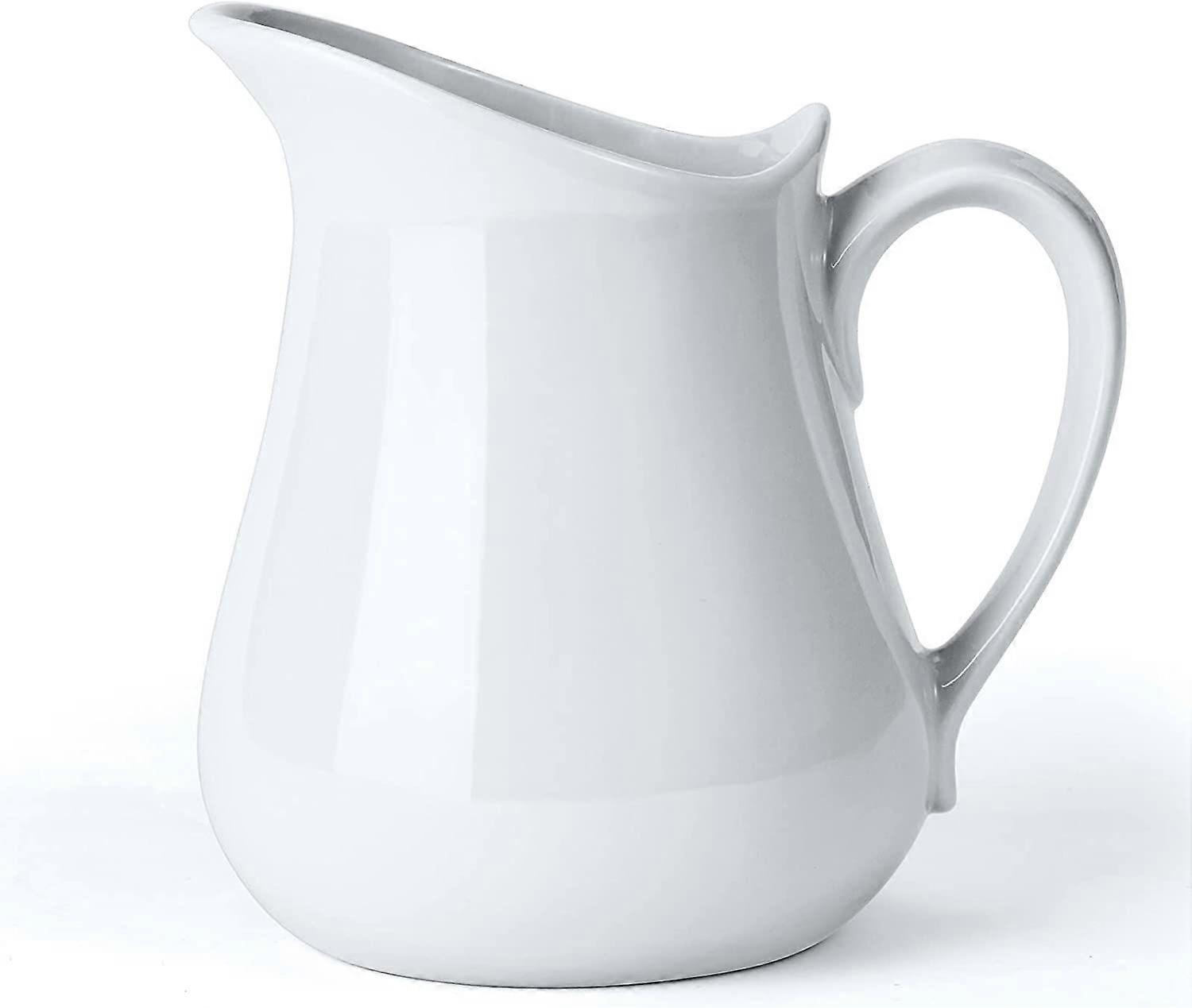 Porcelain Milk Creamer Pitcher with Handle, 17 Ounce White Porcelain Creamer Pitcher for Coffee and Tea