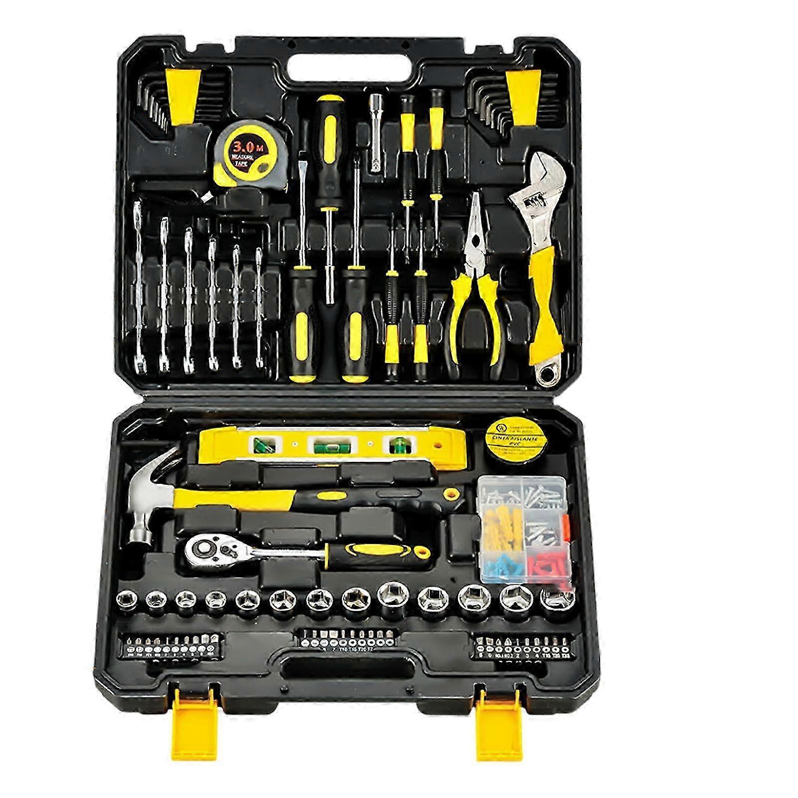 108Pcs Household Hand Repair Tool Kit Wrench Screwdriver Socket Extension With Storage Box Hardware Basic Tool