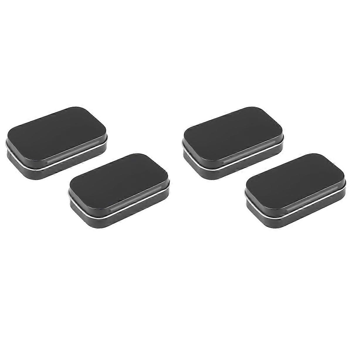 2 PCS Small Storage Box with Lid Rectangular Small Tin Boxes Black