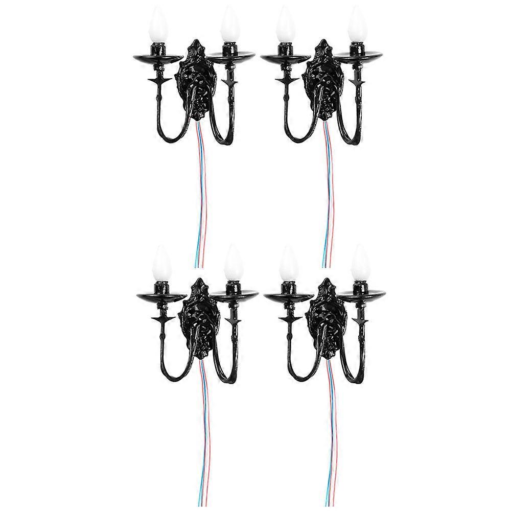 4pcs LED Wall Lamp Micro Landscaping Light for Miniature Garden Decor, Sand Table Accessories with Realistic Detail for House Adornments