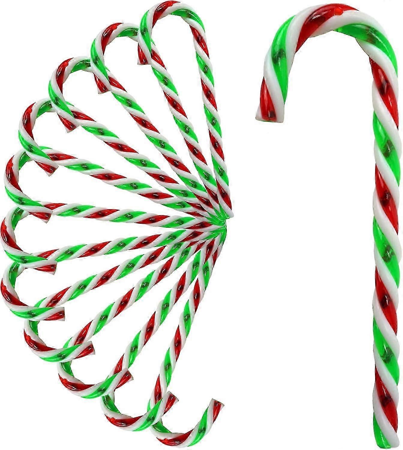 Candy Cane Christmas Tree Decoration Plastic with Hanger Set of 15