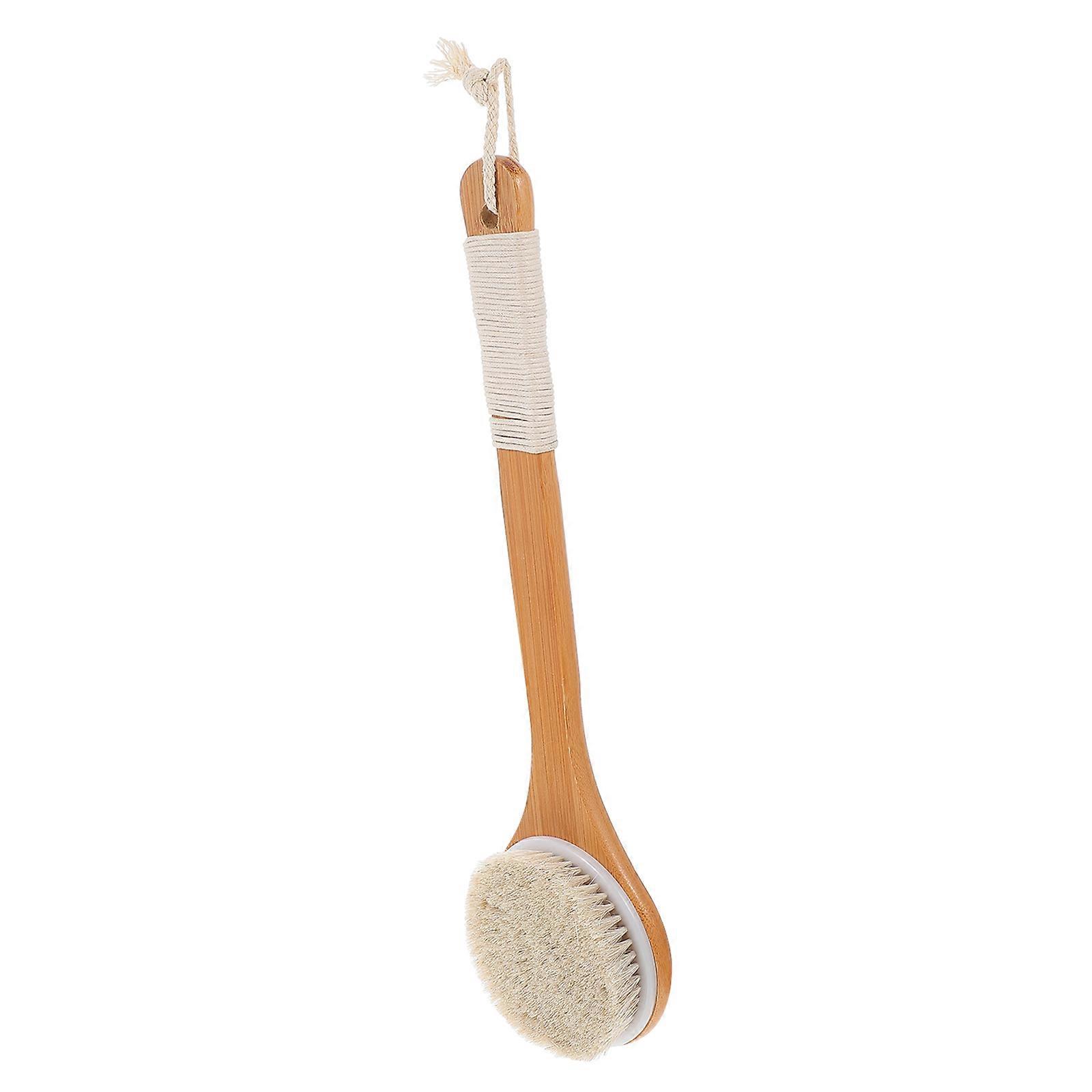 Chocolate Cotton Rope Shower Brush with Long Handle for Gentle Exfoliation and Home Use 1Pc