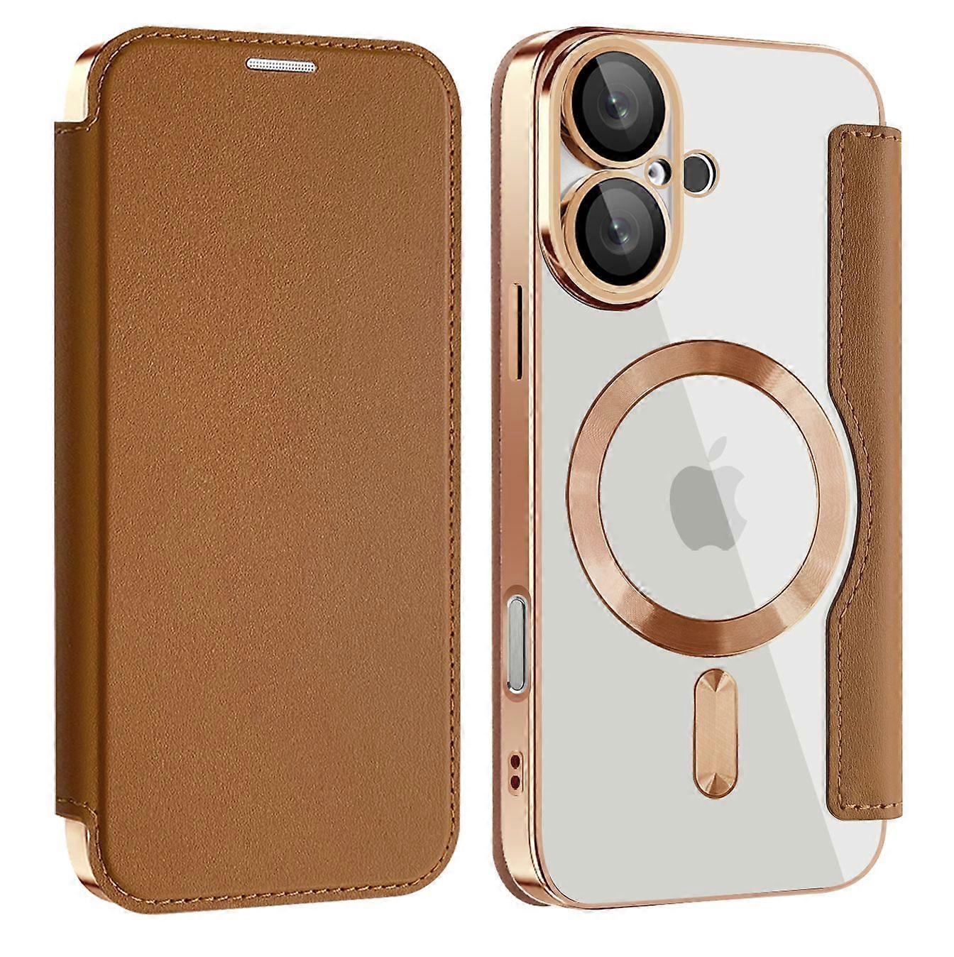 iphone 16 Case Compatible With MagSafe Wireless Charging Magnetic-Brown