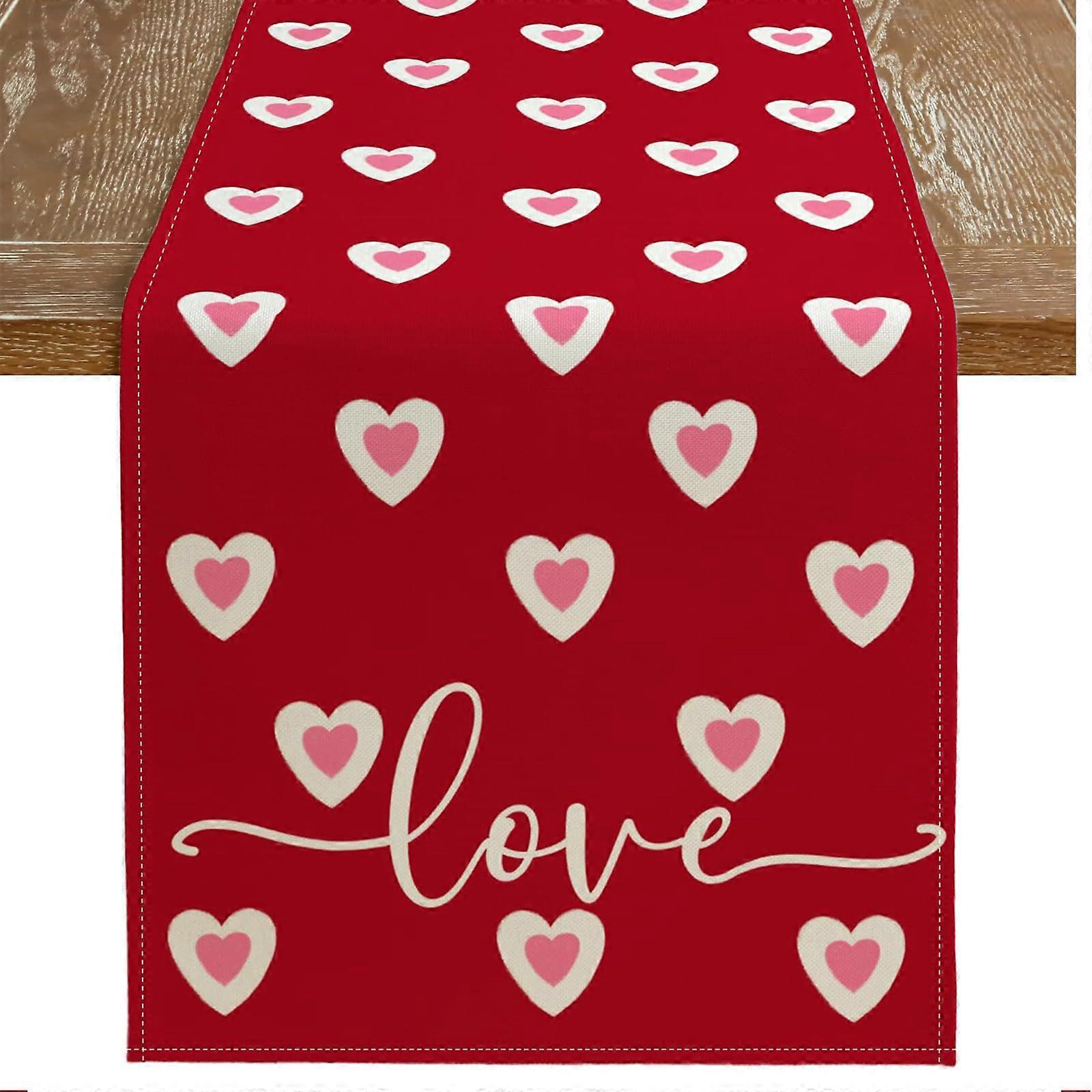 High-Quality Polyester Table Runner 72 x 13 Inches Romantic Design for Valentine's Day Festive Table Decoration