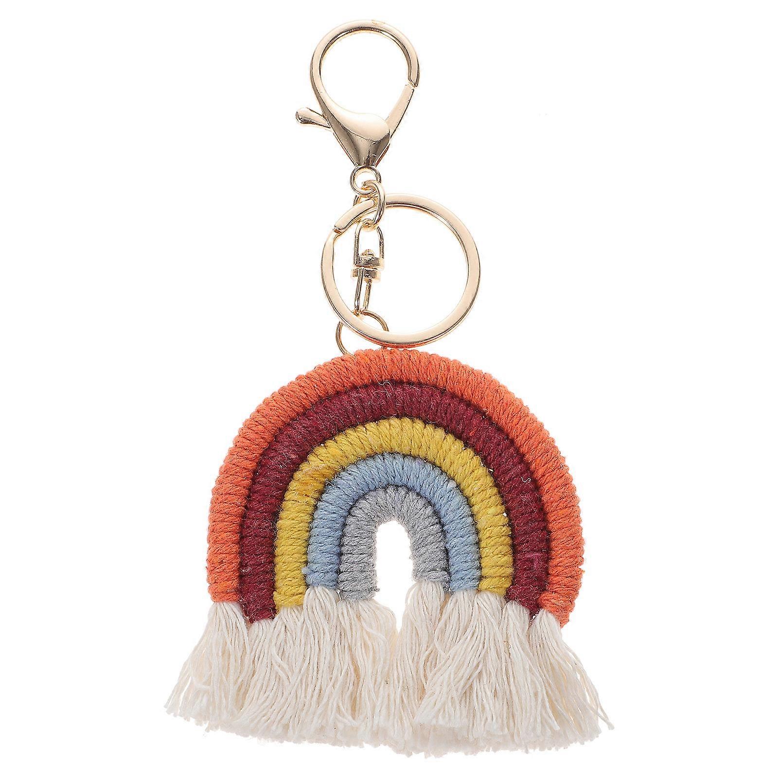 Car Key Chain Pendant Key Ring Wall Pendant Stroller Pendant Handbag Pendant Orange 15 8cm x 10cm x 1cm Tassel Shape Creative Design For Keys 1Pack