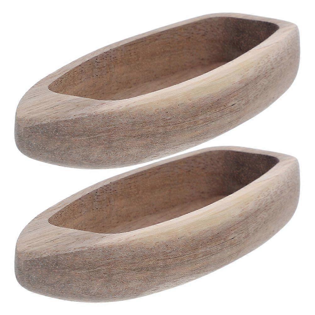 2pcs Wooden Canoe Model Decor: Unfinished Wood Boat Ornaments for Desktop Shelf End Table - Rustic Nautical Miniature Boat Crafts