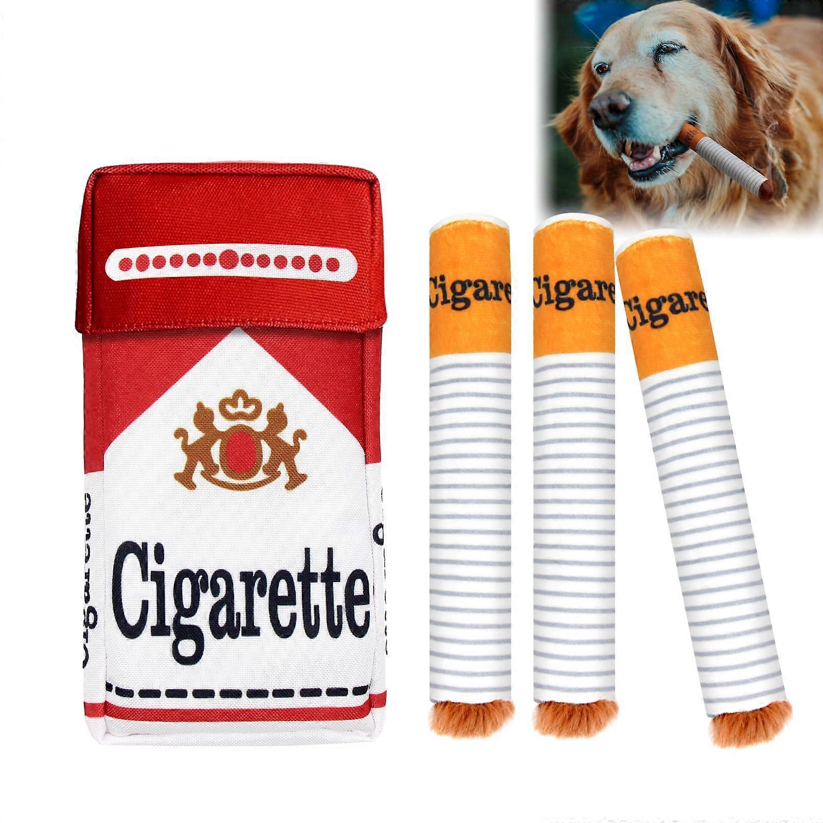 Interactive Dog Toy, Plush Squeaky Toy for Small, Medium, Large Dogs, Includes Box, Cigarette Style, Durable Material