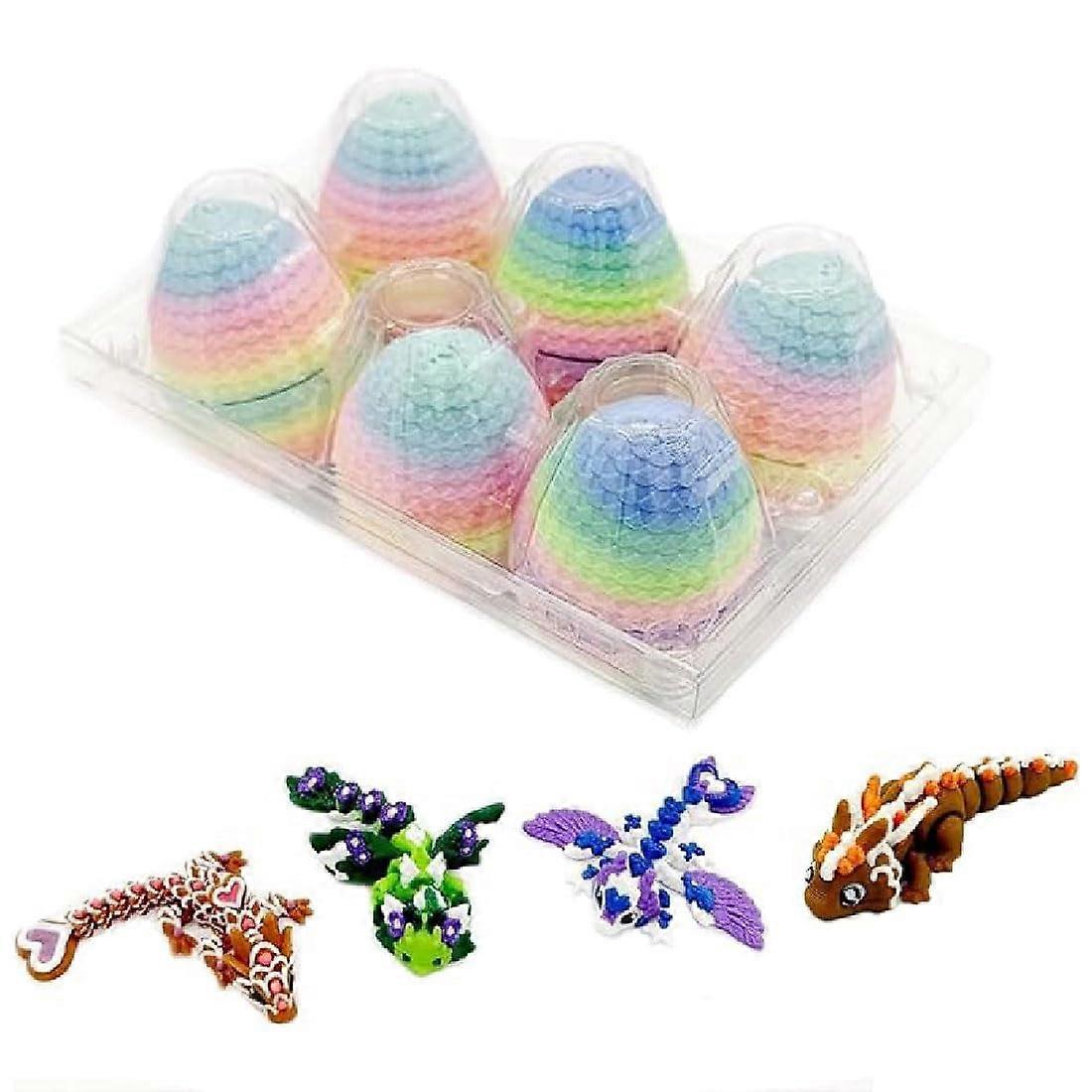 Small Mysterious Dragon Eggs Pack of 6 - 3D Printed Realistic Movable Dragon Figures for Home Decor and Easter Gifts