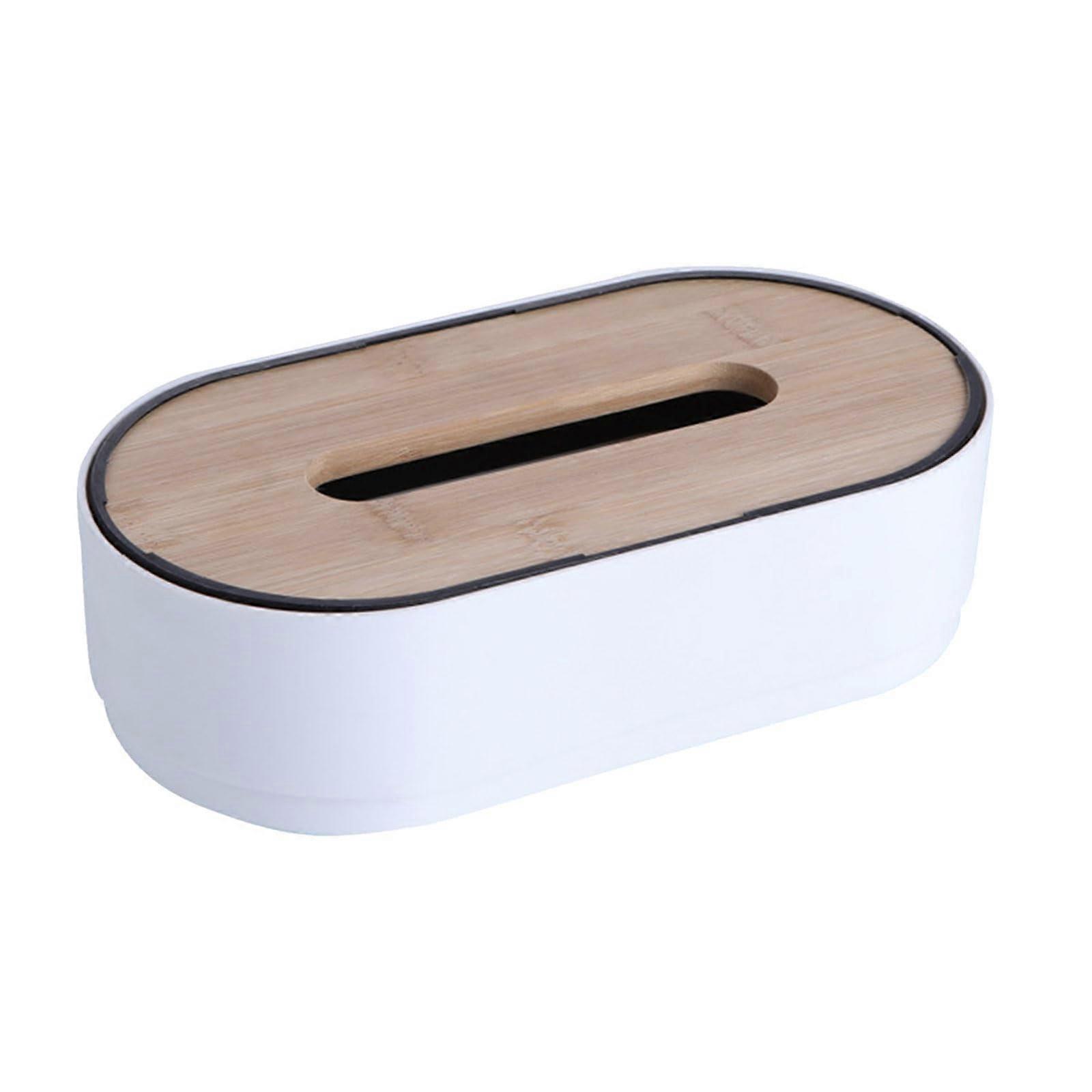 Bamboo Tissue Storage Box Portable for Bedroom Accessories and Car Decor Daily Use White Gewebe Größe 25x15x12 cm