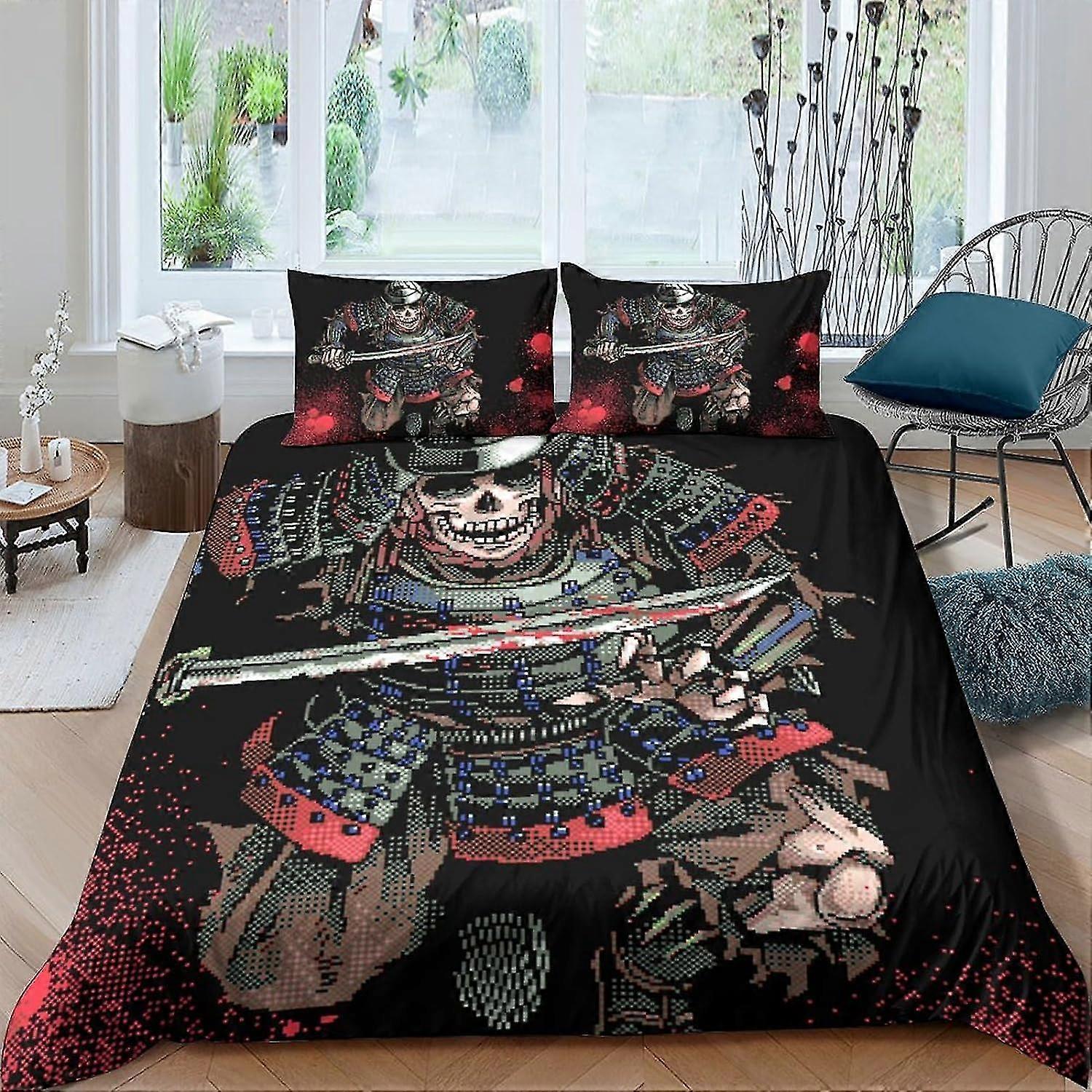 3D Skull Printing Bedding Set with Soft Microfiber Duvet Cover and Pillowcases for Kids and Adults