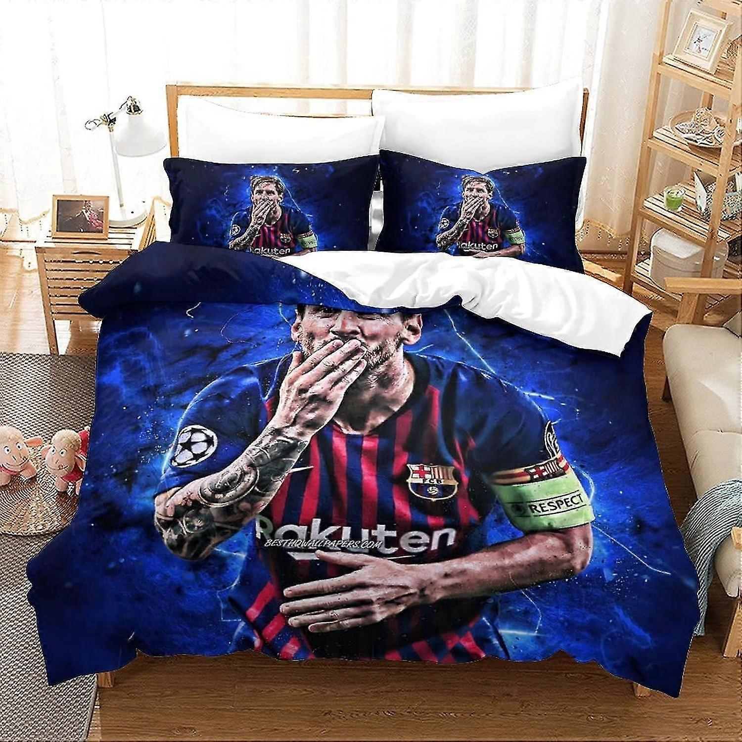 Soft Microfiber Bedding Set with Zipper Closure for Home Decoration, Suitable for Football Fans, 3 Pieces