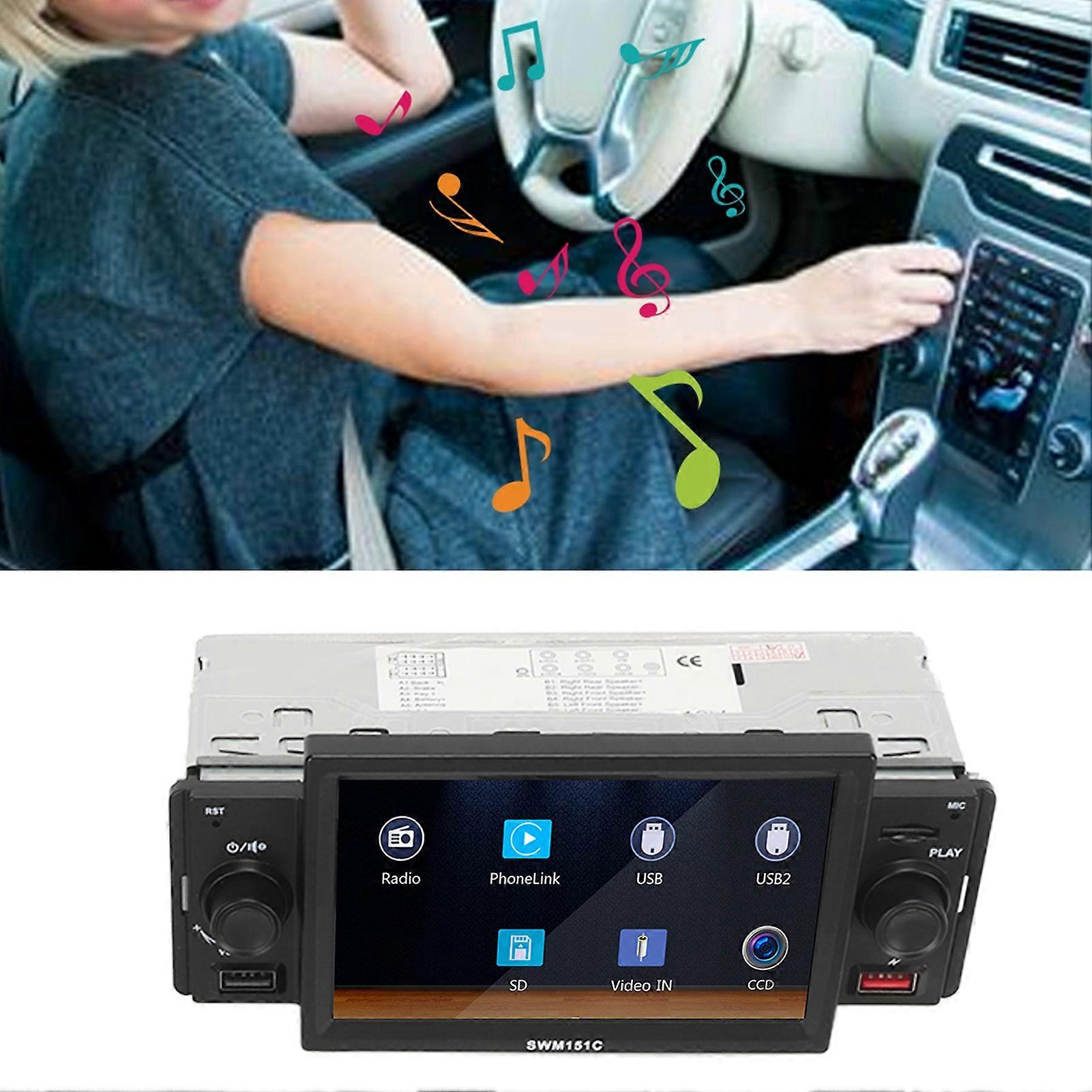Single Din Car Stereo 5in Touchscreen with Backup Camera Bluetooth 5.1 Mirrorlink Car MP5 Player 
