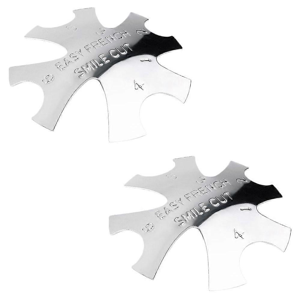 2pcs Nail Art Manicure Trimmer Template for DIY Smile Line with Structure Silver