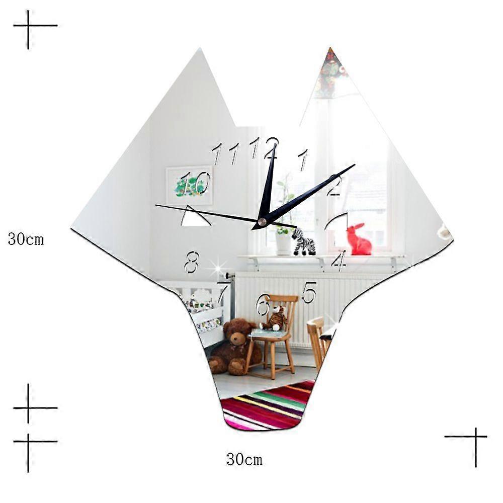 3D Silent Decoration Cute Animal Pattern Mirror Wall Clock