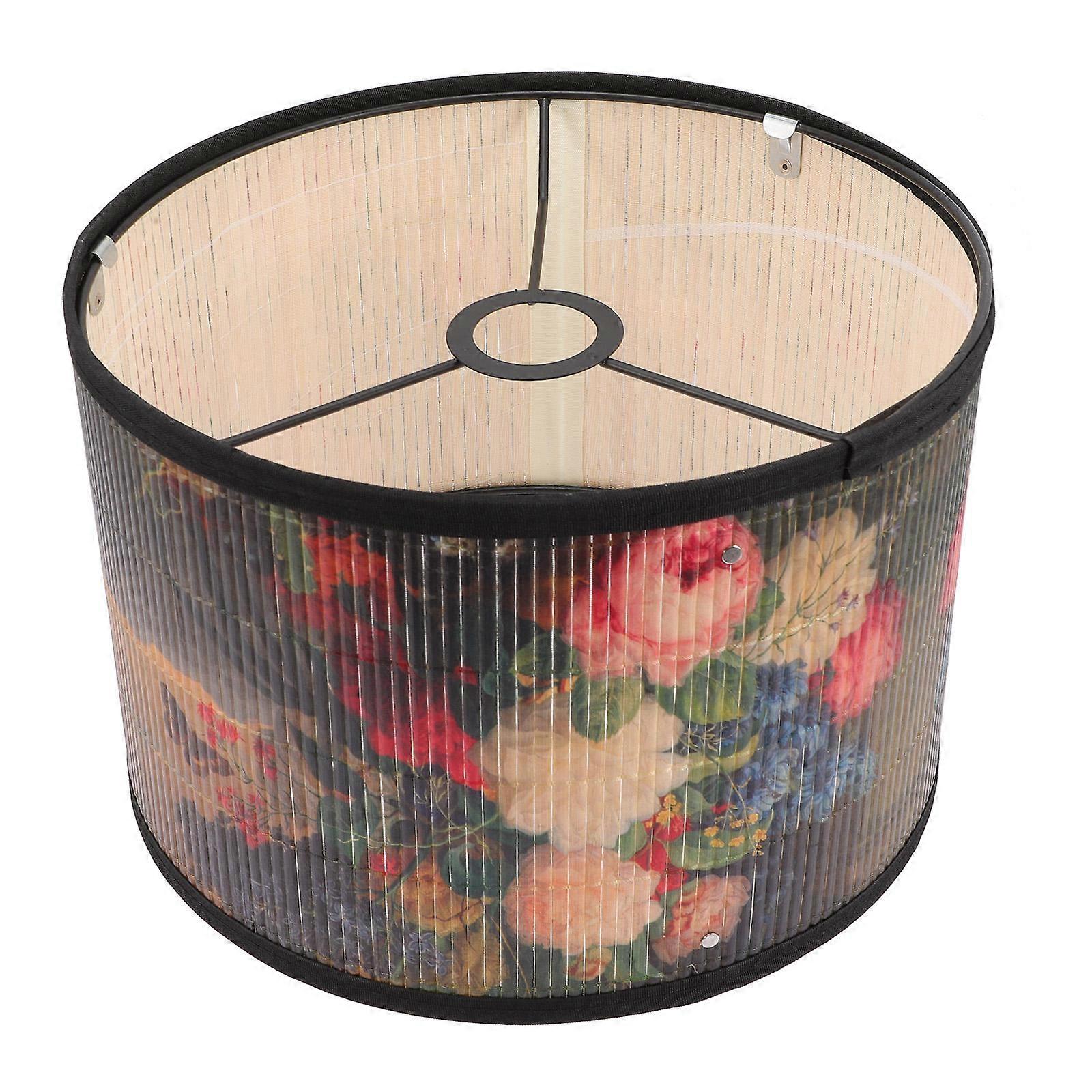 Cylinder Lamp Shade Bamboo Metal For Table Lamps Home Decoration 30x30cm 1Set