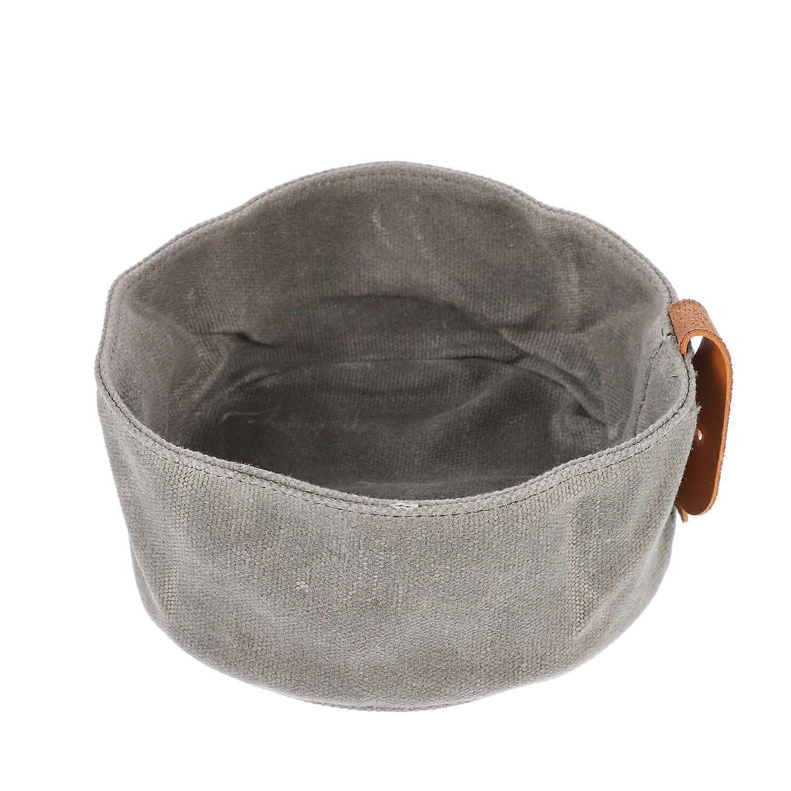 Portable Dog Travel Bowl Made of Durable Canvas Grey Color for Small for Outdoor Use 7 Inch