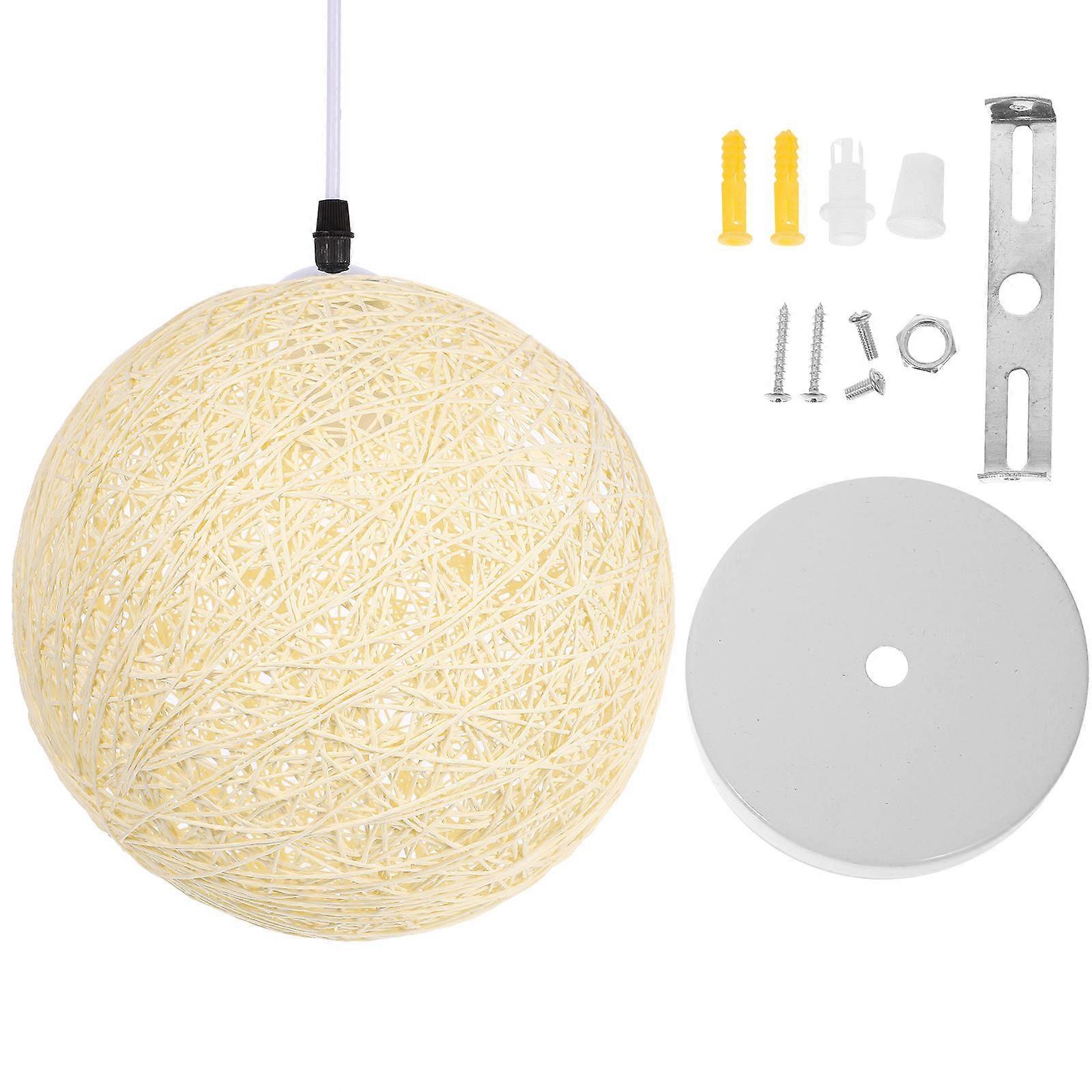 Beige Synthetic Rattan Art Lampshade for Decor with Woven Design and Rustic Style Fits Various Scenes