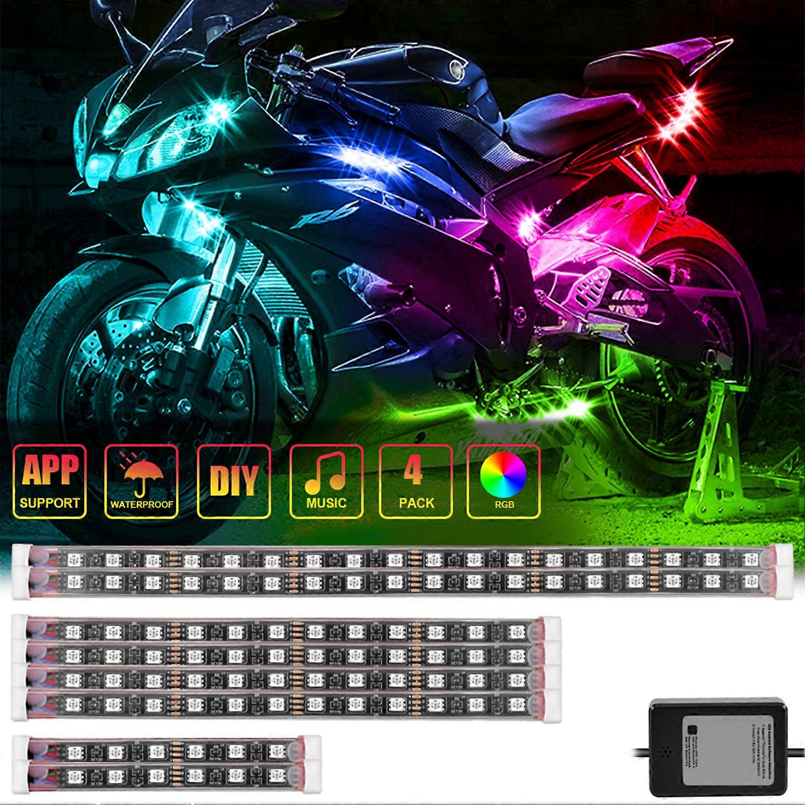 LED motorcycle lights kit with APP control and music rhythm