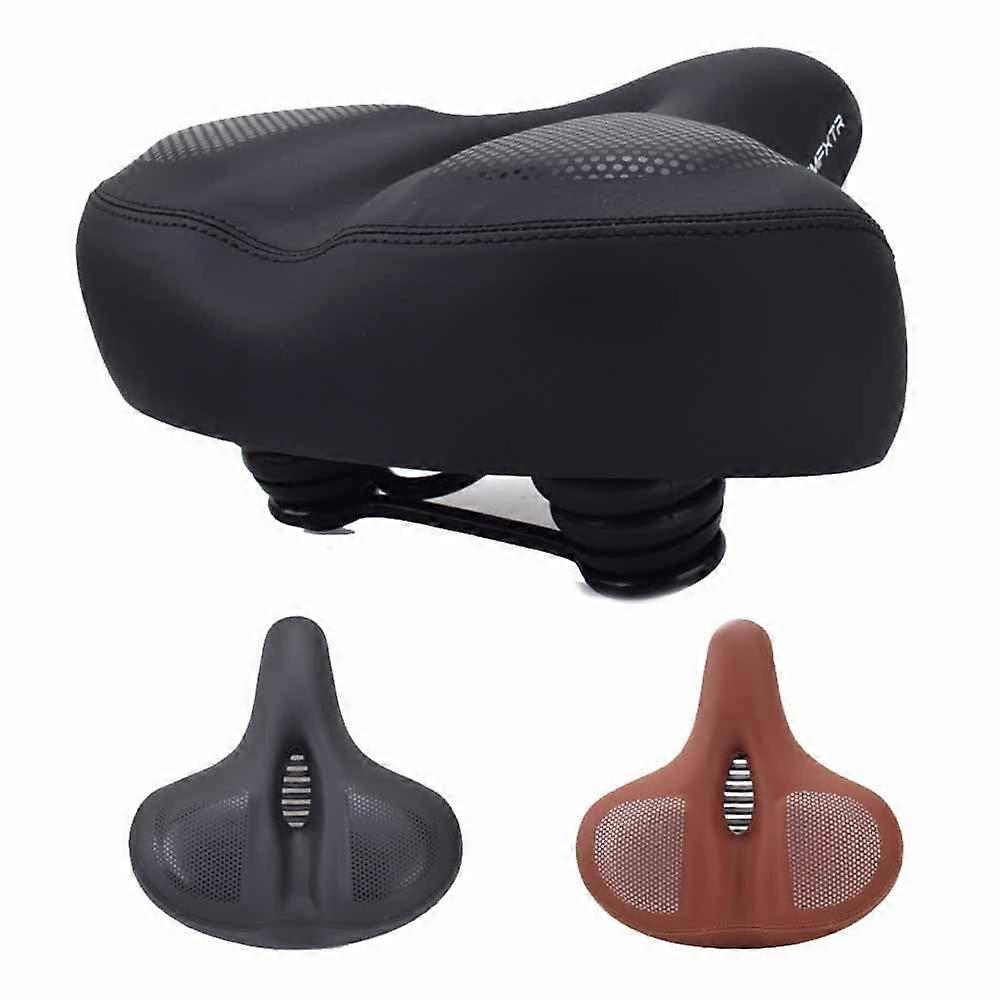 Bike Seat Ergonomic Design for Men and Women, Shock-Absorbing, Waterproof, Breathable, Comfortable Wide Seat for All Terrains Black