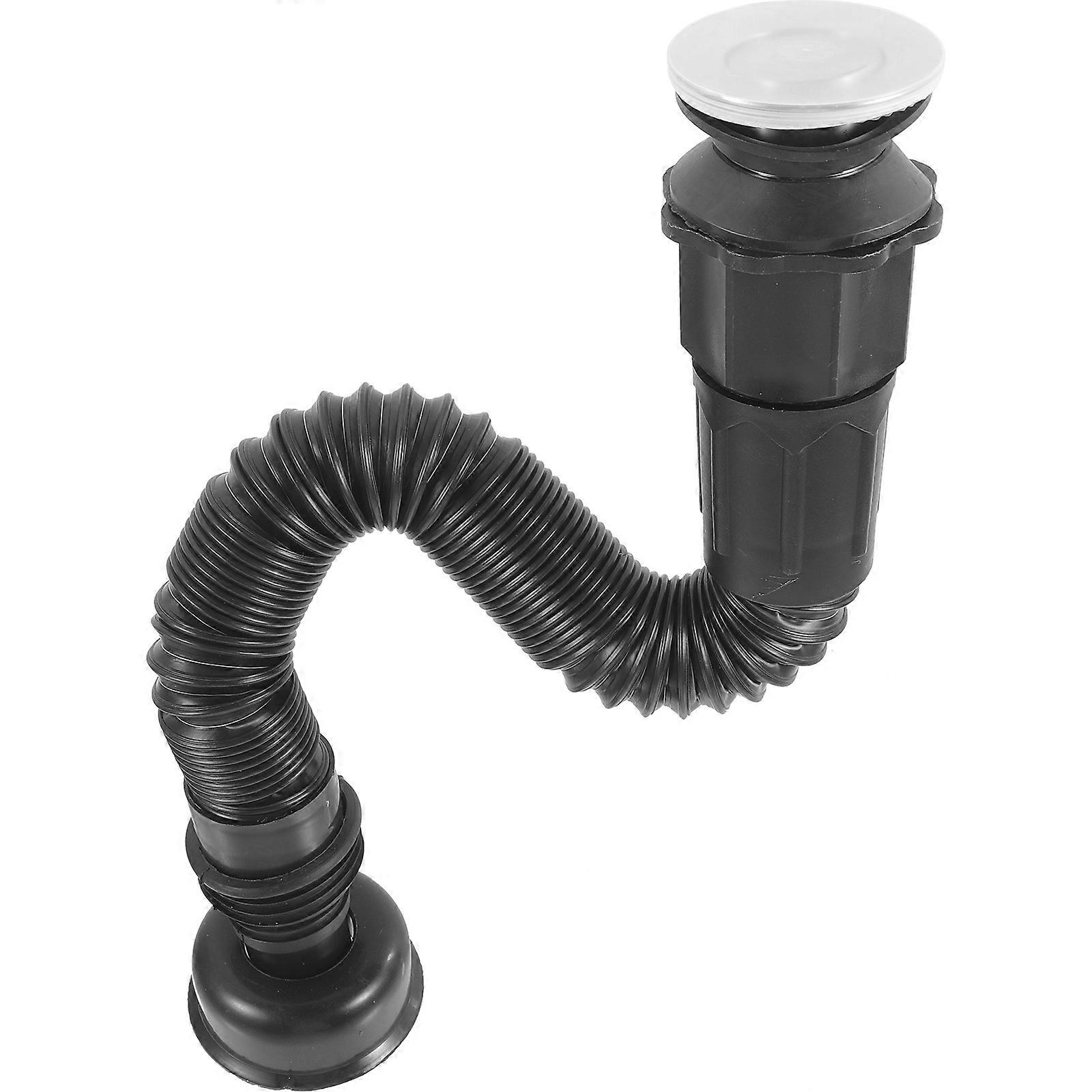 Kitchen Basin Single Drain Pipe Easy Installation Quick Connection Black 1Set
