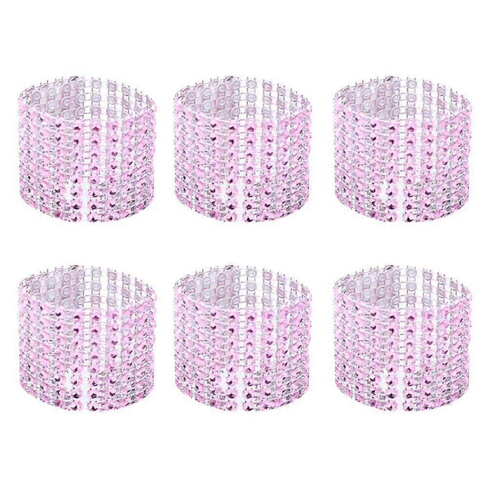Elegant Napkin Ring with Sparkling Design for Wedding Decoration Plastic Pink 8 Rows of Simulated Diamonds