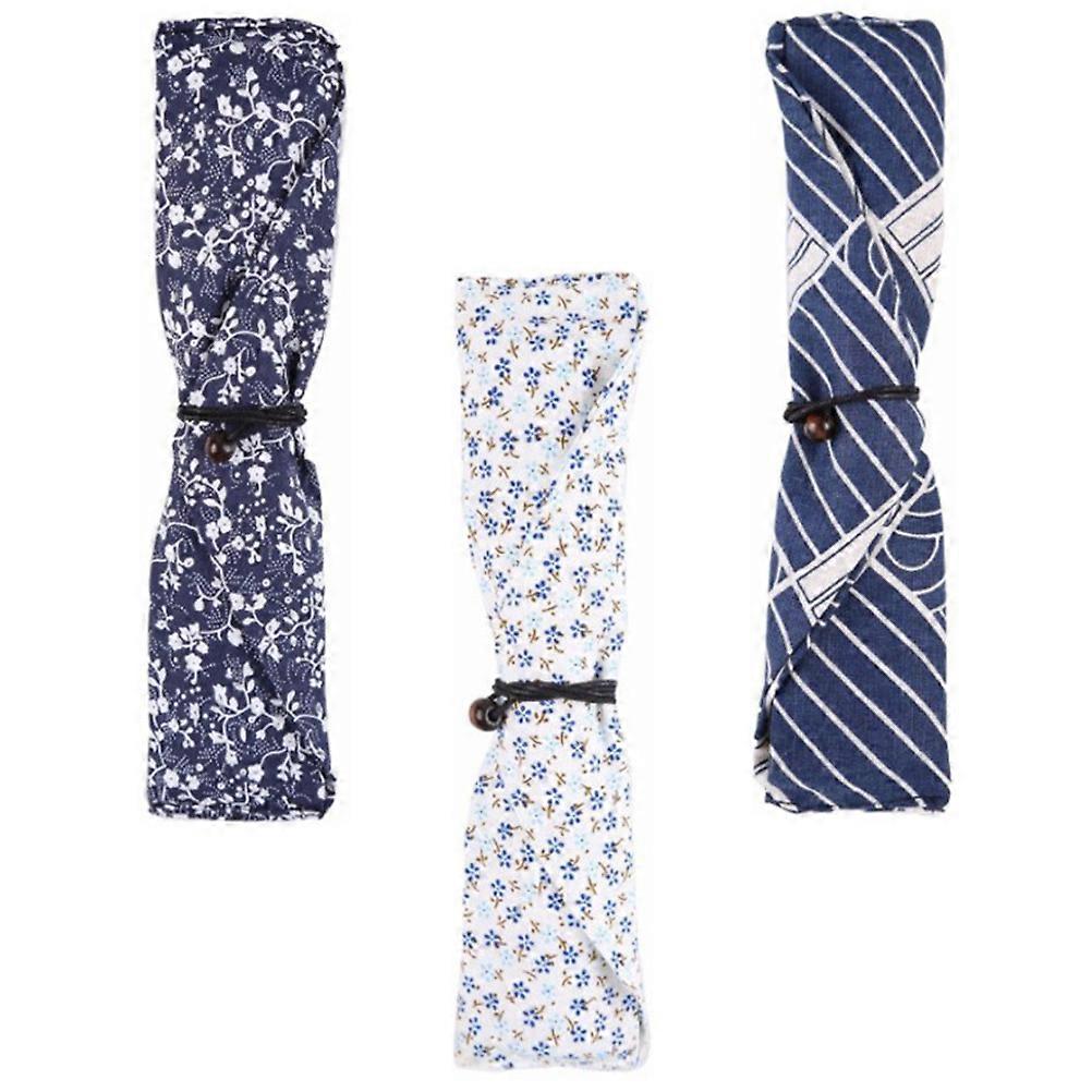 3個の和風パッキングポーチ箸収納スリーブポータブル布バッグ屋外バーベキューピクニックスクールパーティー用各種デザイン