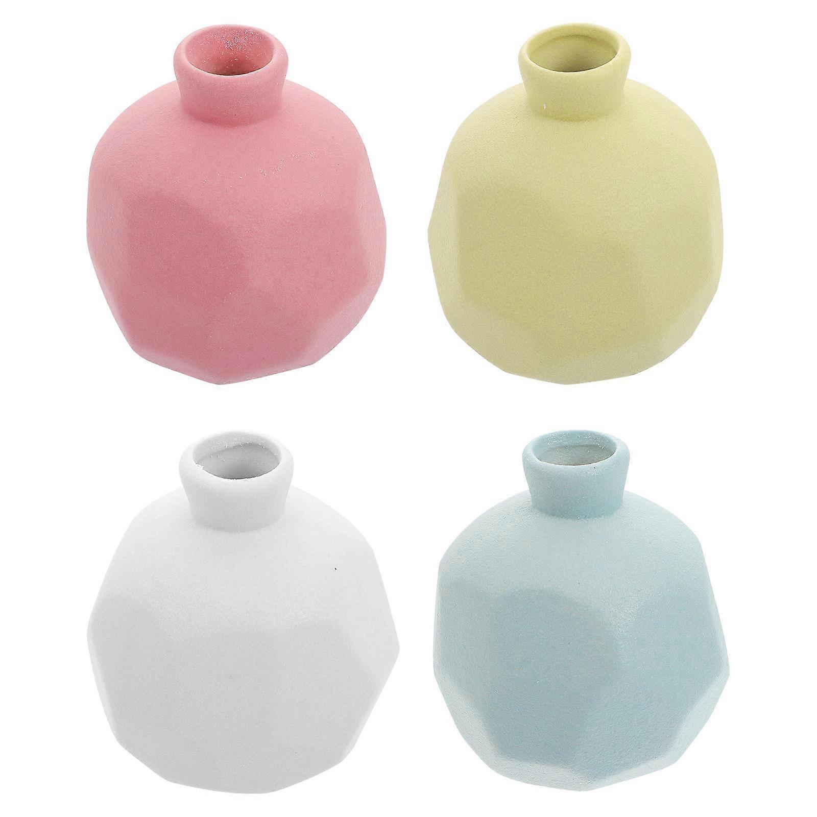 4pcs Frosted Ceramic Vases for Home & Office Decor – Creative Flower Arrangement Bottles with Compact Design and Smooth Surface