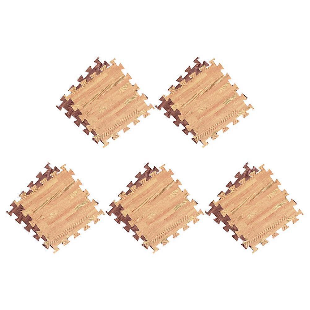 Wood Grain Floor Mats with Interlocking Tiles EVA Material for Home Assorted Color 10pcs
