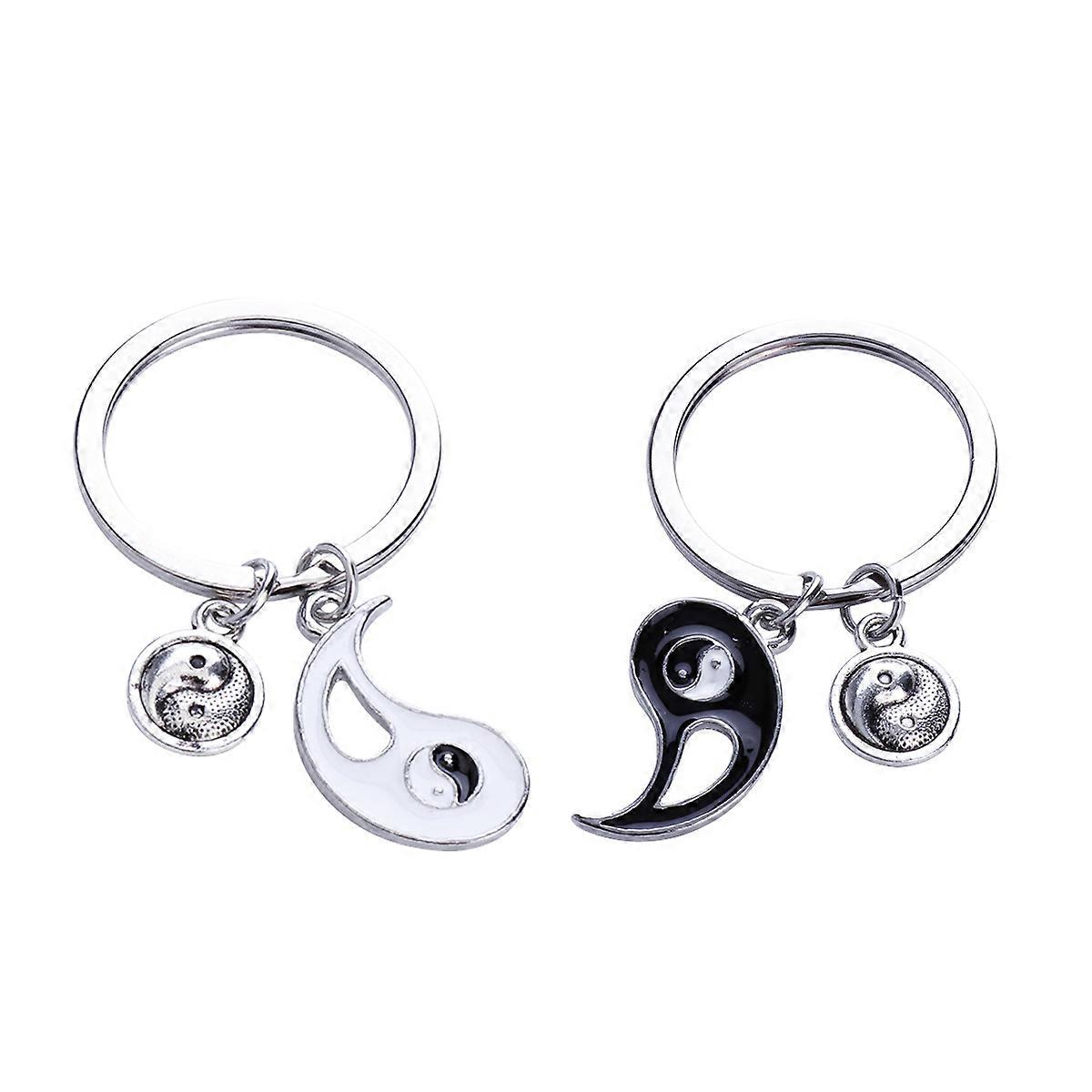 Couples Keychain Cute Design Circular Ornament 1Pair
