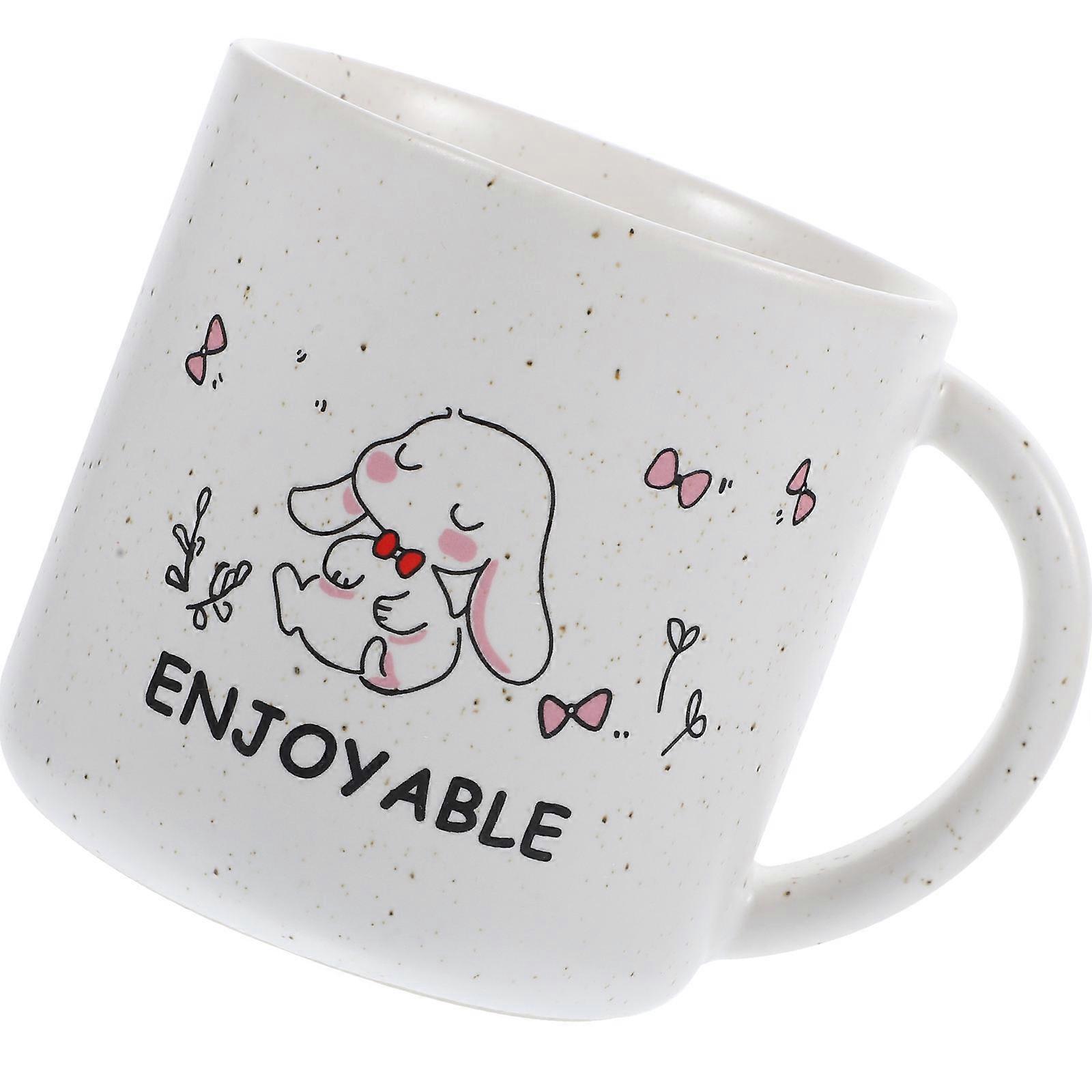 Cartoon Ceramic Water Cup Rabbit Enthusiasts Daily Use Home Office 12X9CM Capacity 350ml 1Set