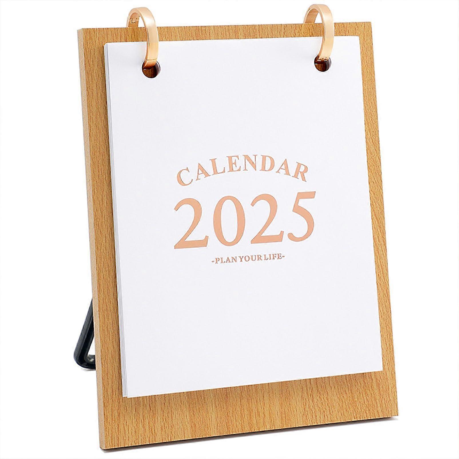 Desk Calendar 2025 Wooden Stand Flip Calendar Removable January To December 12 Month To View Office Desk Calendar