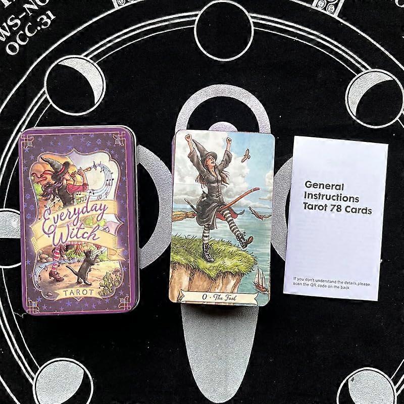 Everyday Witch Tarot: Tarot Oracle Cards with Iron Box and English Instruction Manual, Size 4' x 2.4'