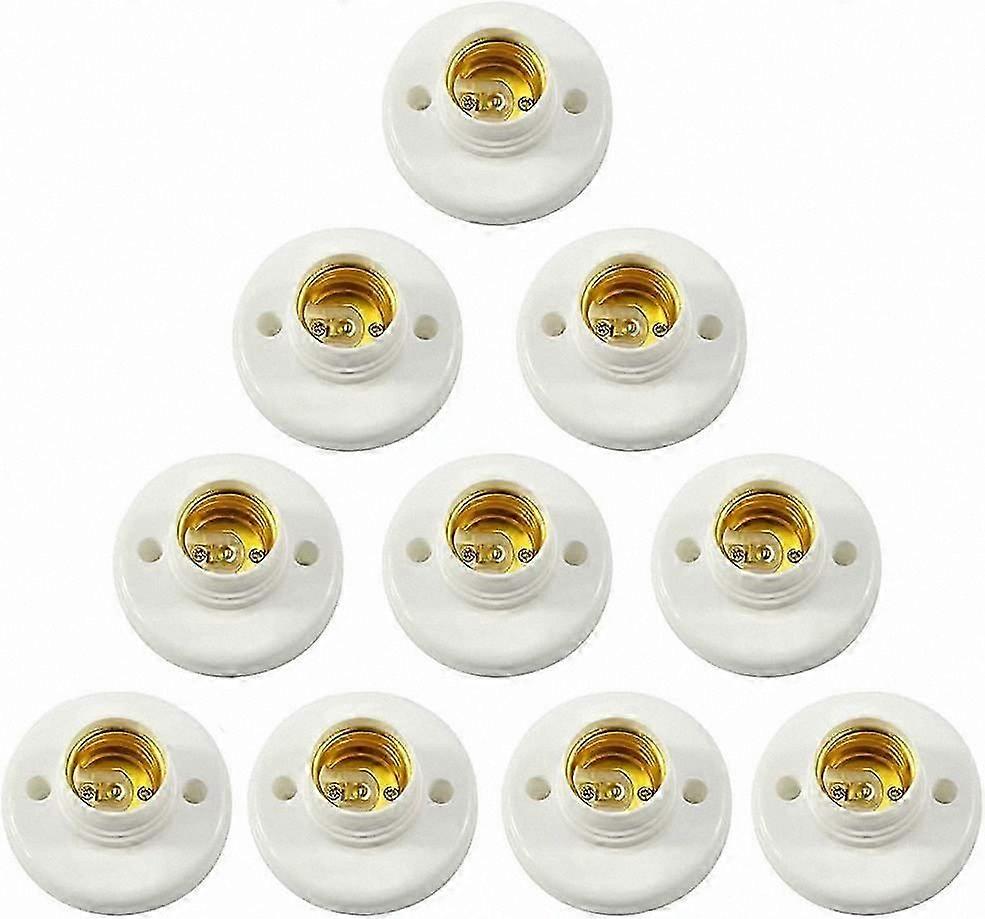 Plastic E27 Lamp Holder Adapter, 10 Pack Wall Mount Screw Socket for LED Bulb Base Converters