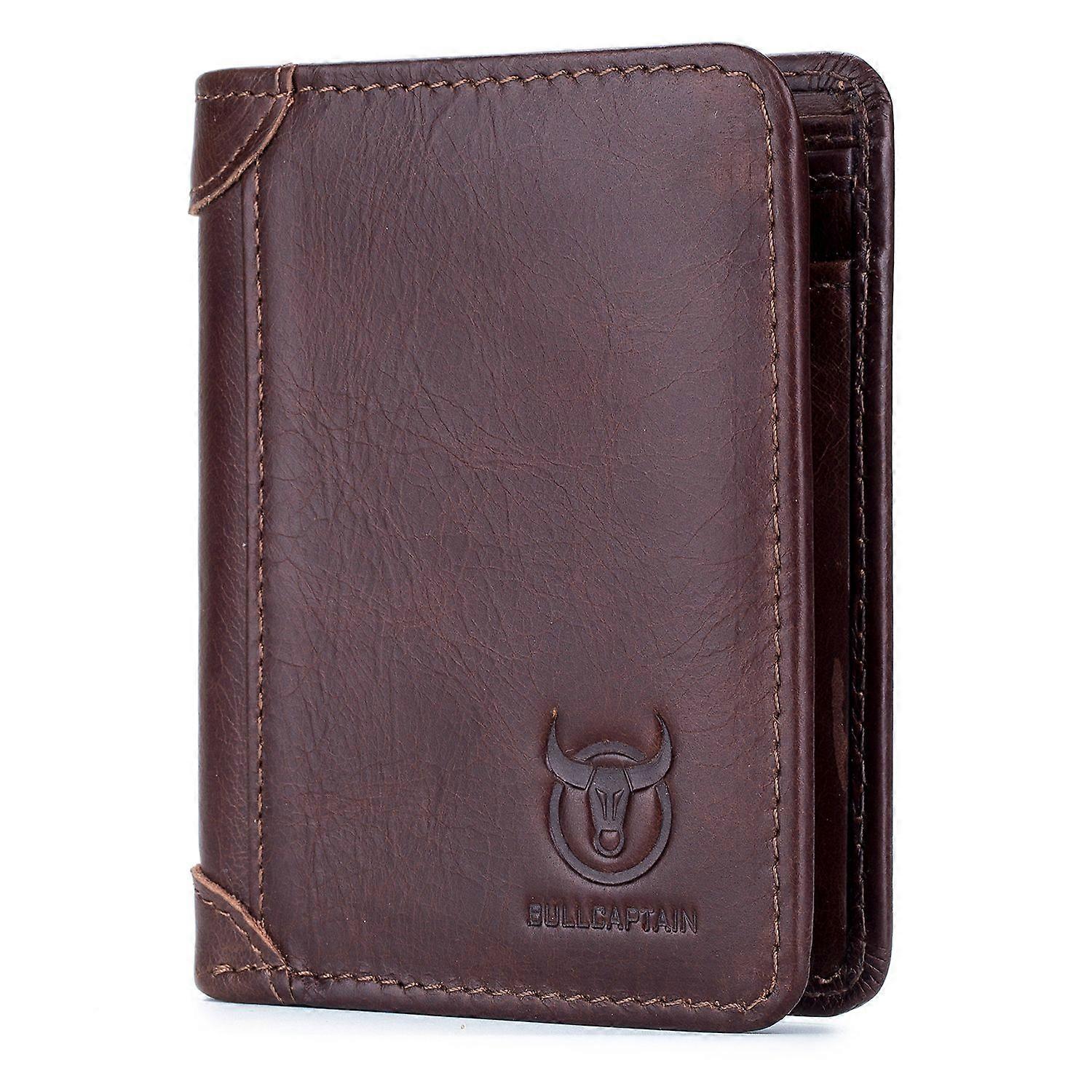 BULLCAPTAIN 031 Multifunction RFID Blocking Wallet Top-Layer Cowhide Leather Card Carrying Pouch Coi