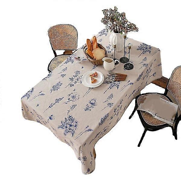 Floral Pattern Tablecloth, Rectangular, Waterproof, Leaf Patterned, Country Tablecloth in Heavy Fabric