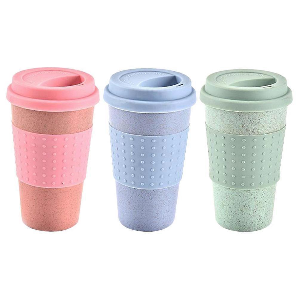 Reusable Cups 3Pcs Assorted Color Unbreakable Camping Drinking Cups Set with Leak-Proof Lid